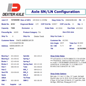 12VTF 7.2K 865 ELEC 9/16;STUD Build Per serial number attached